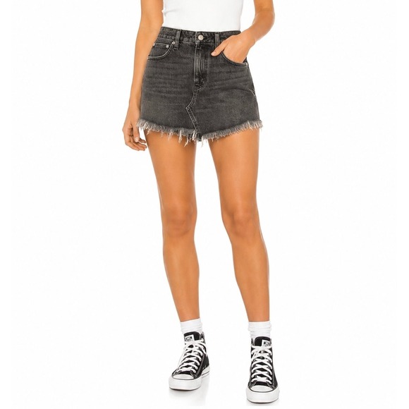 Free People Dresses & Skirts - Free People We The Free Distressed Denim Mini Skirt Faded Black Sz 27/29 NWT